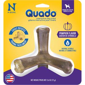 2 x N-Bone Quado Interactive Chew, Pumpkin Flavor, Average Joe, 2.8oz