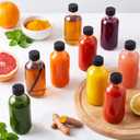 AOZITA 12 Pack, 2 oz Small Clear Glass Bottles w/Lid & 3 Funnels - 60ml Boston Shot Bottles for Health, Immunity, Potion, Wellness, Sample, Ginger, Juice - Mini Personal Care & Beauty Travel Bottle