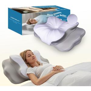 Nontoxic Talc-Free Cervical Memory Foam Pillow for Neck and Shoulder, Butterfly-Shaped Ergonomic Breathable Pillow for Side Back Stomach Sleepers with Pillowcase, Skin-Friendly Fabric
