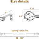 Silver Curtain Rods for Windows 32-50 inch with Twisted Cage Finials, Adjustable Curtain Rod Set with Brackets, Heavy Duty Curtain Rod for Bedroom, Living Room, Decorative 5/8" Diameter Curtain Rod