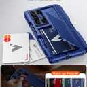 Vizvera for Samsung Galaxy Z Fold 7 Case RFID Wallet with Cards Holder [S Pen Included] [Camera Cover] Shockproof Silicone Protective Phone Case for Z Fold 7 2025(Blue)