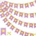 TaoBary Purple Sun Flag Banner Purple Sun Hanging Bunting Banner Flag String Bunting Garland for Wedding Lavender Photo Props Birthday Party Decoration(Fishtail)