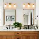 WOSHITU Bathroom Vanity Light Fixtures: 23.3 Inch Modern Brushed Gold Bathroom Light Fixtures Over Mirror with Clear Glass Shade, 3-Light Bathroom Lights Above Mirror