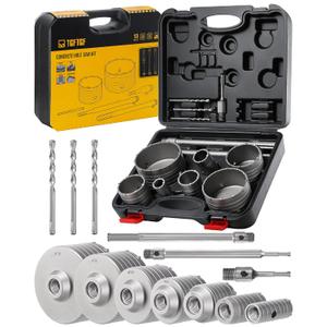 TGFTGF 19PCS Concrete Hole Saw Kit with 300/110mm SDS Plus & 300mm Max Shank and 3 Drill Bits, 30/40/50/65/80/100/110mm Hole Saw Kit, Masonry Hole Cutter Set for Brick, Cement, Stone, Wall Drilling