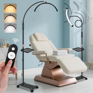 KIRKAS Lash Light Half Moon Lamp with Tool Tray, Flexible Gooseneck Lash Nail Tech for Esthetician Eyelash Extension, Tattoo, 18 Inch LED Floor Lamp with Roller Base Adjustable Brightness Color-Black KIRKAS Lash Light Half Moon Lamp with Tool Tray, Flexible Gooseneck Lash Nail Tech for Esthetician Eyelash Extension, Tattoo, 18 Inch LED Floor Lamp with Roller Base Adjustable Brightness Color-Black