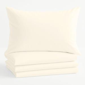 Comfort Beddings King Pillowcases Set of 4  100% Organic Cotton, 600 Thread Count Sateen, Soft & Comfy Pillow Covers with Envelope Closure, Ivory, King Size 20 x 40 Inches