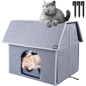 MIU Color Outdoor Cat House, Large Weatherproof Cat Houses for Outdoor Cats, Insulated Feral Cat Shelter with Removable Soft Mat, Easy to Assemble, 17.1" x 15" x 16.6" inch