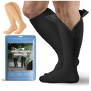 2 Pair Plus Size Closed Toe Compression Socks with Zipper, Compression Stockings for Overweight Women Men 15-20 mmHg