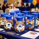 25 Pcs Graduation Cap Candy Jars with Tassels & Stickers - 2026 Graduation Party Favors, Graduation Candy Containers Bulk for DIY Grad Table Party Supply Gifts