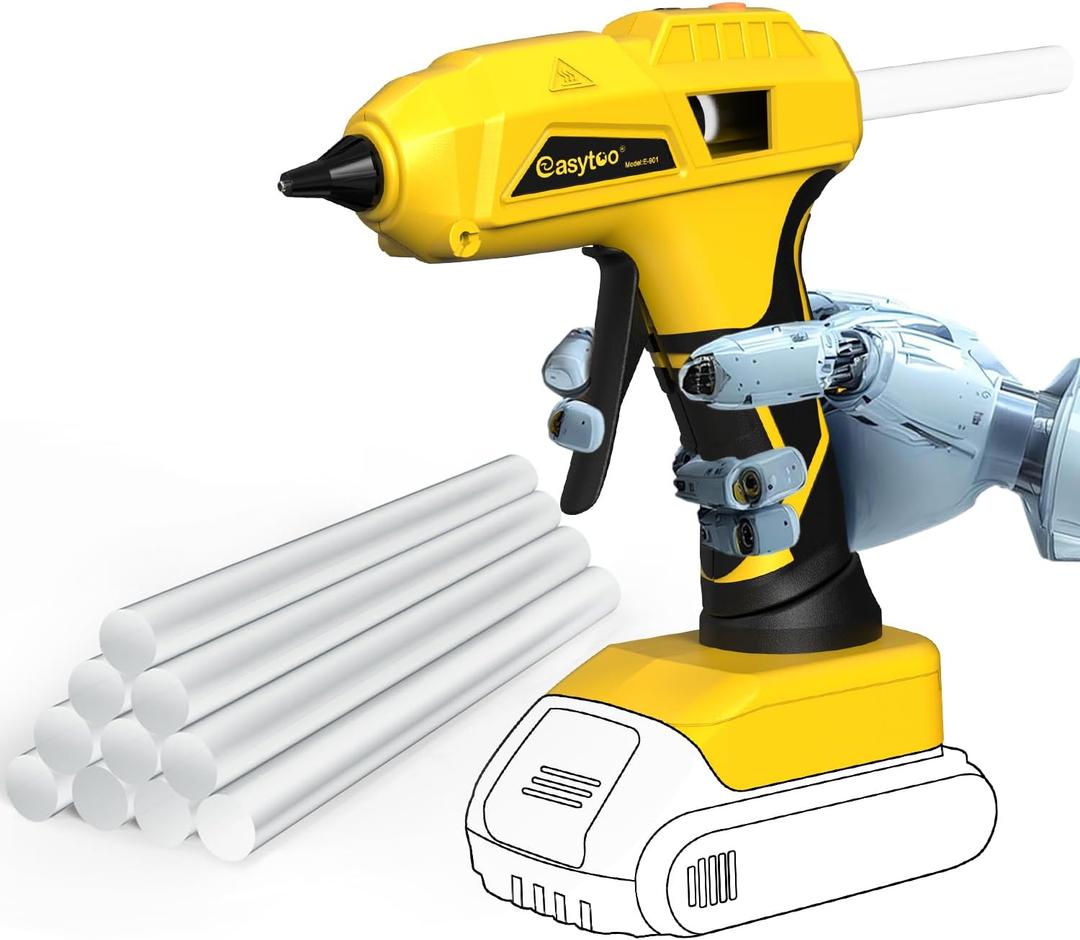 Hot Glue Gun Cordless  Craft Glue Guns, Compatible with DeWalt 20V Lithium-ion BatteryNO Battery, Tool Only) Full Size Hot Glue Gun Quick Heating with 10Pcs 0.43" Glue Sticks for Arts & Crafts & DIY