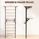 Solid Beechwood Stall Bar, 90" Swedish Ladder Wall Gym with Pull-up Bar & Dip Station, 220lbs Capacity Wall Mounted Gymnastics Ladder for Home Gym Training, Stretching & Bodyweight Exercise