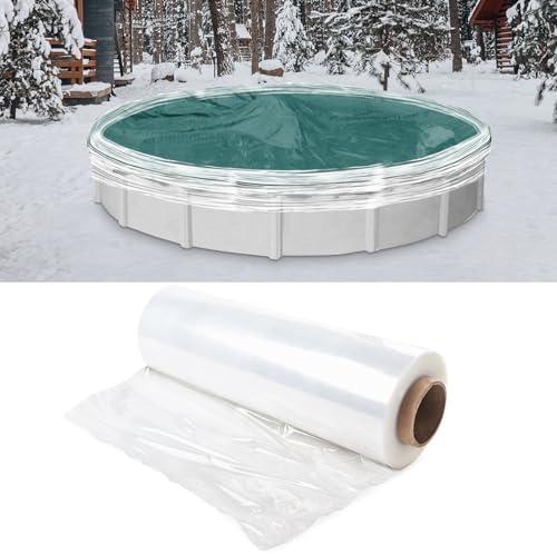 succulentlovers 730Ft Winter Pool Wrap for Above Ground - Stretchable Pool Cover Seal Wrap Windproof Swimming Pool Shrink Wrap Winter Cover Sealer for Above Ground Swimming Pool (White)