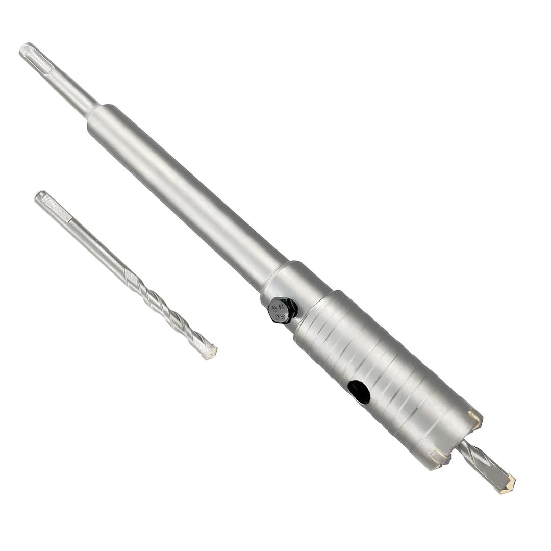 1-1/4" Concrete Hole Saw, 32mm Tungsten Steel Core Bit for Cinder Block, Brick, Rock, Plank Walls for Pipes or mini Split Lines, with SDS Plus Shank and 2 Center Positioning Drill Bits.