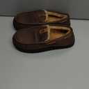 HomeTop Men's Suede Memory Foam Moccasin Slippers Soft Plush Warm Lining House Shoes, 10, Coffee