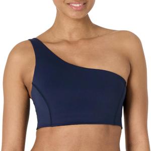 Womens Active FormFlex Buttery Soft Light Support One Shoulder Strappy Back Sports Bra X-Large (Navy)
