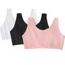 3 Pcs Fruit of the Loom Women's Cotton Tank Bra-Ultimate Comfort & Breathable Fit, Size 38