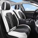 Car Seat Covers Full Set Leather, Luxury Universal Automotive Vehicle Seat Cover for Cars SUV Pick-up Trucks, Heavy Duty Waterproof Seat Protector, Black and White Car Accessories Interior