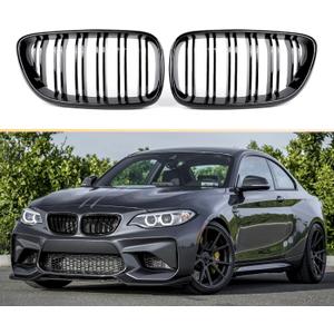 F22 Grille, ABS Front Replacement Kidney Grill for 2 Series F22 F23 F87(M2) Gloss Black