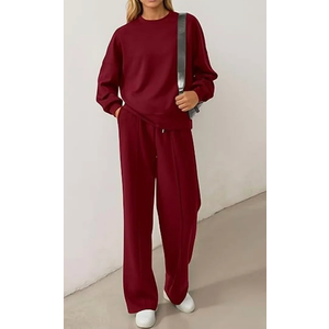 PRETTYGARDEN 2 Piece Sets For Women Fall Trendy Long Sleeve Sweatshirt Wide Leg Pants Loungewear Set Matching Sweatsuit XL