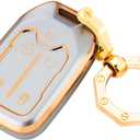 for GMC Key Fob Cover Car Key Case Shell with Fashion Keychain fit Acadia Terrain Yukon for Suburban Tahoe (5-Silver)
