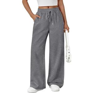 Trendy Queen Womens Wide Leg Sweatpants Drawstring High Waisted Lounge Barrel Pants Fall Baggy Athletic Joggers with Pockets.S