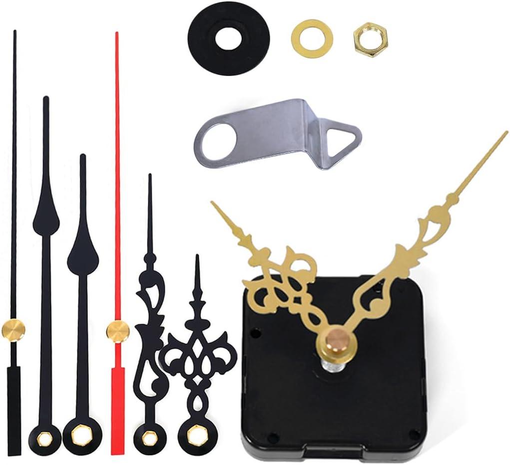 EMOON Clock Movement Mechanism Kit With 3 Pack Hands, Silent Sweep Quartz 12888 Motor, DIY Replacement For Custom Clock (Total Shaft Length 5/8 In)