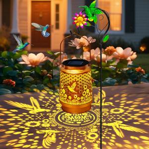 Mothers Day Gifts Hummingbird Solar Lanterns Outdoor Waterproof,Metal Hummingbird Garden Decor with Sheep Hook for Yard Porch,Birthday Gifts for Women Mom Grandma Sister