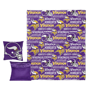 NORTHWEST NFL Hypnotic Camo Pocket Pillow 14x14 and Throw Blanket 40x50 Set, Minnesota Vikings, Team Colors