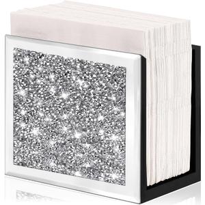 Wocred Mirror Napkin Holder,Crystal Crushed Diamond Vertical Holder,Square Glass Mirror Napkin Holder for Dining Table or Counter in The Kitchen.(5.9X5.9X3) Wocred Mirror Napkin Holder,Crystal Crushed Diamond Vertical Holder,Square Glass Mirror Napkin Holder for Dining Table or Counter in The Kitchen.(5.9X5.9X3)