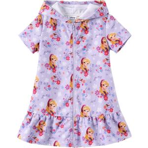 Disney Princess Frozen Stitch Marvel Minnie Girl Swim Cover Up Terry Cloth Swimsuit Coverup Zip-up Bathing Suit Wrap Hooded