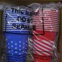 32 Pcs 4th of July Party Game Set Include 16oz Blue Red Plastic Cups with 8 Balls, Cups for Party Decor Juice Beverage Outdoor Toss Veterans Day Game Supplies