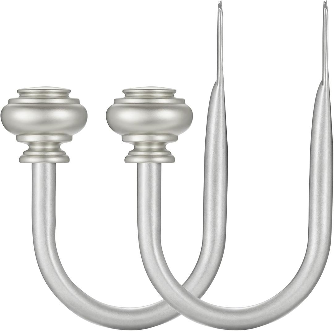 Curtain Holdbacks 2pcs, Metal Curtains Tiebacks for Drapes Window Home Decoration, Matte Sliver
