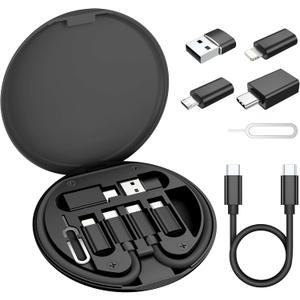 Elebase Multi USB C Charger Adapter Cable Kit (5+1),Travel Type C to iOS Adaptor Box with 1Ft 100W Charging Cord,USBC to Micro Converter,USB 3.0 OTG,Portable Card Storage,Tray Eject Pin,Data Transfer