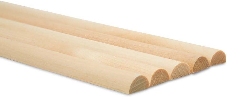 Split Wood Dowel Rods 12 Inch x 1/2 Inch Short Wooden Dowels, Pack of 25 Unfinished Fluted Molding Trim for DIY & Dowel Feature Wall, by Woodpeckers