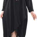 Minibee Women's Long Sleeve Midi Dress Cotton Linen Empire Waist Casual Flowy Dresses with Pockets M