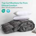 Three Geese Pinch Pleat Waterfowl Feathers and Down Comforter King Size Duvet Insert,750+ Fill Power,1200TC 100% Cotton, Premium All Seasons Gray Warm Hotel Comforter with 8 Tabs., King:106x90inches