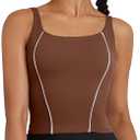 XUNYU Longline Sports Bras for Women Supportive Workout Tank Tops with Built in Bra Running Crop Yoga Top Open Back (Medium)