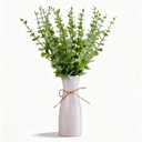 Artificial Eucalyptus Stems with White Vase,19 Inch Small Fake Plants Indoor,Faux Greenery Plant for Farmhouse Home Decor,Bathroom Living Room Kitchen Office Shelf Coffee Table Centerpiece