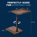 C-Shaped End Table, Adjustable Height, 360° Swivel TV Tray Table, Side Table, Anti-Fall Edge, Rounded Corners, Locking Clamp, Rolls Any Direction, Laptop, Snacks, Drinks, 30cm x 40cm x 50cm