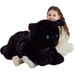 IKASA Black Cat Stuffed Animals Plush Toys,Giant Big Large Jumbo Soft Toy,30" Cute Huge Size Fluffy Plushy Fat Plushie,Gifts for Kids