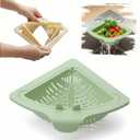 Magnetic Drainage & Filter Basket, Triangular Sink Strainer with Twist-Open Bottom, Kitchen Sink Corner Rack for Draining & Storage, Punch-Free Installation, No Tools Needed (Green)