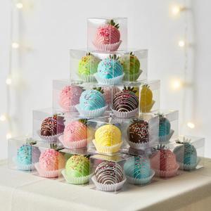 VGOODALL 100PCS Clear Favor Boxes,2 x 2 x 2 inches Small Candy Containers Transparent Gift Boxes for Wedding,Baby Shower,Party Treats