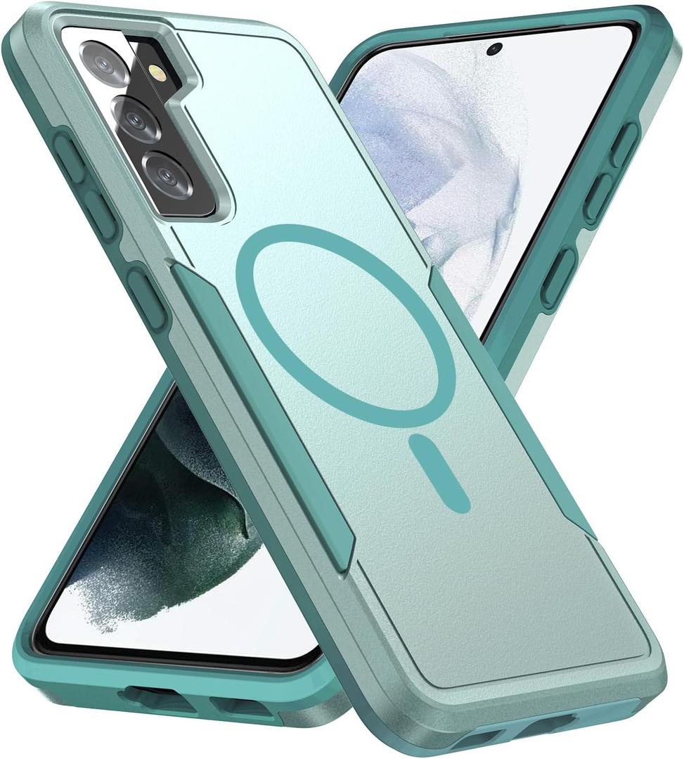Teayoha for Samsung Galaxy S21 Case,[Compatible with Magsafe] [Military Grade Drop Tested] Shockproof Magnetic Tough Rugged Protective Phone Case -6.2 inch (Mint Green)