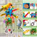 Parrot Toys Bird Toys Perch Pullable Stainless Steel Spoons Colorful Acrylic Stick Chew Toys for Amazons Mini Macaws African Greys Cockatoos Conures, Cockatiels, Lovebirds, Parrotlets and Other (blue)