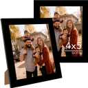 2 x 2 Packs 4x5 Picture Frame Black, Engineered Wood 4 x 5 Photo Frame, 4 by 5 Photo Poster Frame for Wall Hanging and Tabletop Set of 2, Black