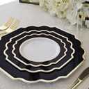 " OCCASIONS " 120 Plates Pack,(60 Guests) Heavyweight Premium Wedding Party Disposable Plastic Plates Set -60 x 10.5'' Dinner + 60 x 8'' Salad/Dessert (Imperial in Black & Gold), 120 Piece