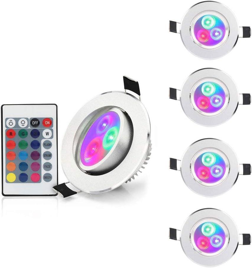 Esbaybulbs 5 Pack LED Color Changing Recessed Lighting 3W RGB Downlight Retrofit Fixture 3 inch Gimbal Recessed Lighting 16 Color Changing Ceiling Light