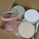 4 Pack Overnight Oats Containers with Lids and Spoons, 16 oz Glass Mason Jars with Airtight Lids, Overnight Oats Jars for Milk, Cereal, Fruit (Light Colors)