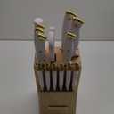 FARBERWARE 15-Piece Knife Block Set, Triple-Riveted High-Carbon Stainless Steel Kitchen Knives, Razor Sharp Blades, Wood Storage Block, White/gold