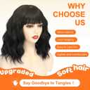 Short Bob Wigs 14 Inch Synthetic Black Wig with Bangs Natural Looking Heat Resistant Wavy Costume wig